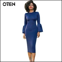OTEN-Spring-2018-Women-Long-sleeve-O-Neck-Work-Wear-Business-Blue-Sheath-Bodycon-Pencil-Warp