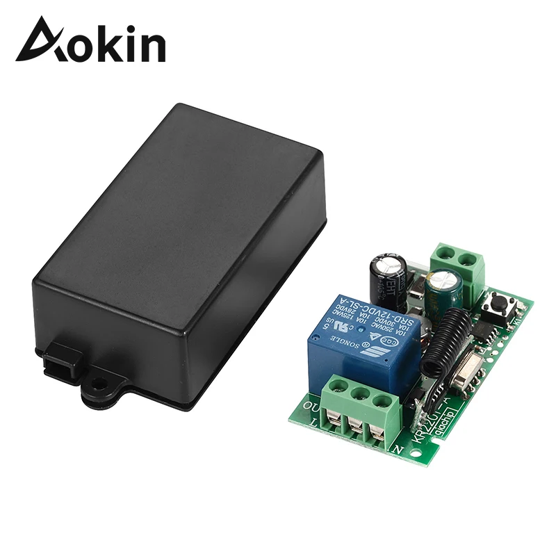 

Aokin 433Mhz Universal Wireless Remote Control Switch AC 85V 110V 220V 1CH Relay Receiver Module for Gate Garage Door Opener