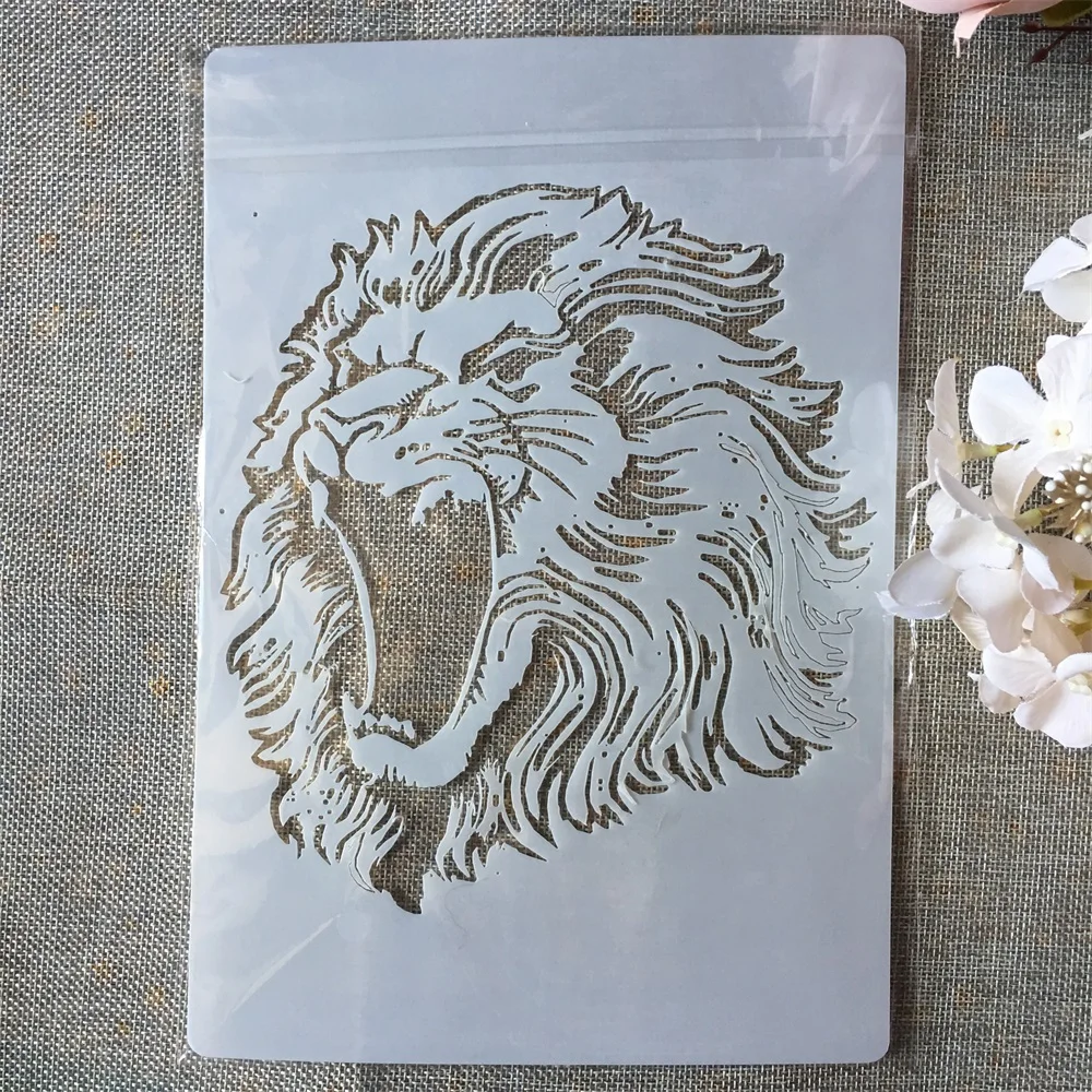 

A4 Lion DIY Layering Stencils Painting Scrapbook Coloring Embossing Album Decorative Paper Card Template