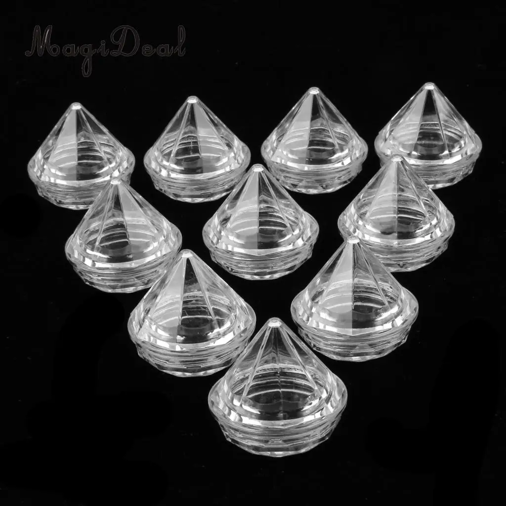 10pcs Mini Diamond Shape Refillable Empty Lotion Cream Balm Container Jar Nail Art Pots Holder 5g