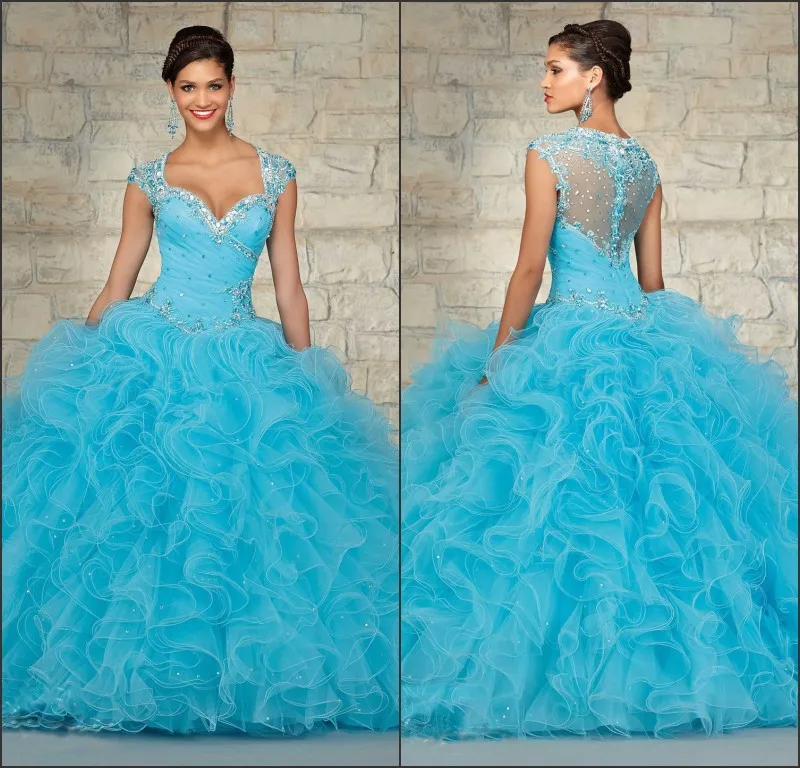2015 Custom Made Sweet 16 Dresses Ball Gowns Light Blue Quinceanera