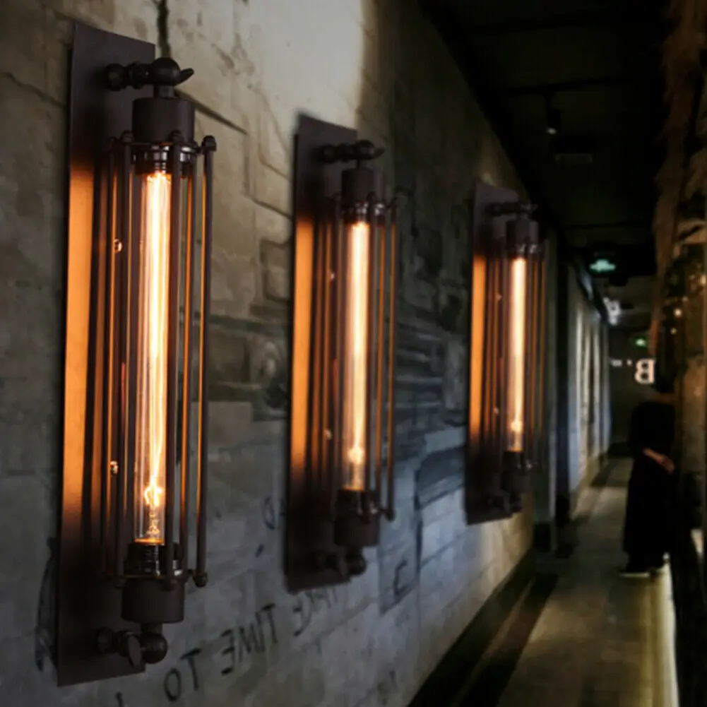 

Vintage Alcatraz flute wall light Retro industrial wind wrought iron E27 wall lamp T300 Edison Bulb For Restaurant Bar 110-220V