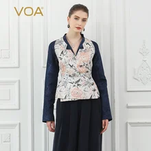 Voa шёлковый жаккардовый женский жакет пальто-туника винтажные элегантные женские бриллианты китайский стиль Осенняя верхняя одежда с длинными рукавами Chifave W323