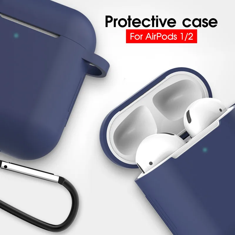 Силиконовые чехлы для Airpods 2-й защитный чехол для наушников чехол для Apple AirPods 1/2 Air pods 2 ударопрочный чехол с крюком