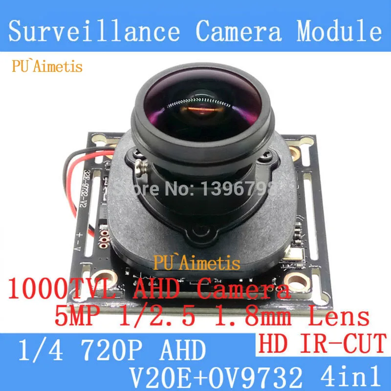 

PU`Aimetis 1MP 4IN1 720P CCTV 360 Degree Wide Angle Fisheye Panoramic Camera AHD Infrared Surveillance Camera ODS/BNC Cable