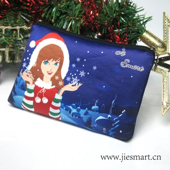 

JIESMART Christmas seasonal section change purse cosmetic bag storage bag artistic design sublimation printing custom design S
