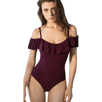 

Women's lace one-piece solid color swimsuit Push-Up Padded Bra bodycons off shoulder bathing suit underwear set 40mr04