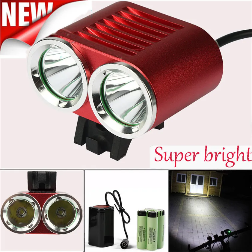 

High Quality 2 x 6000 LM CREE T6 LED 4 x 18650 Battery Bicycle Cycling Light Waterproof Lam
