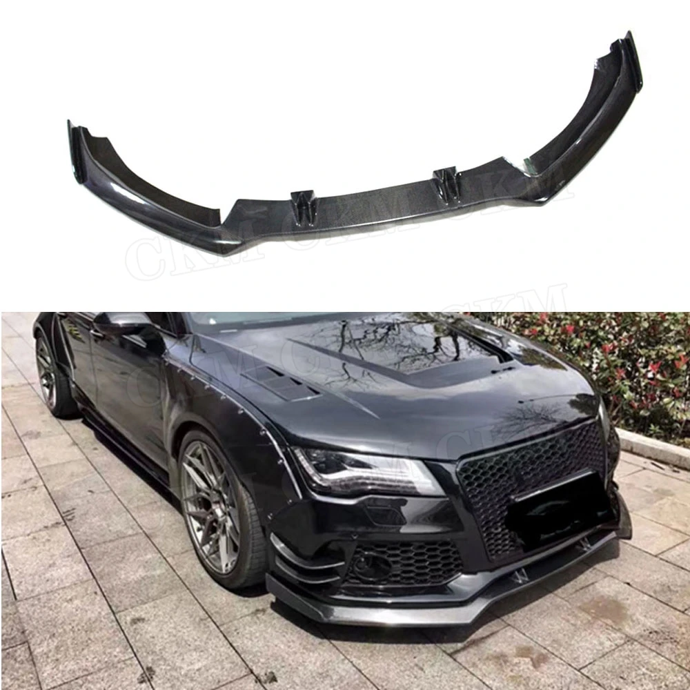 For RS6 RS7 Carbon Fiber Front Lip Spoiler Plate For Audi A6 RS6 A7 RS7 ...