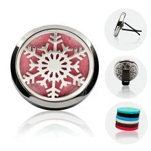 Прямая Снежинка Дизайн Серебряный ароматерапия 38 мм Автомобильный медальон со светорассеивателем серебро из нержавеющей стали автомобильный медальон со светорассеивателем