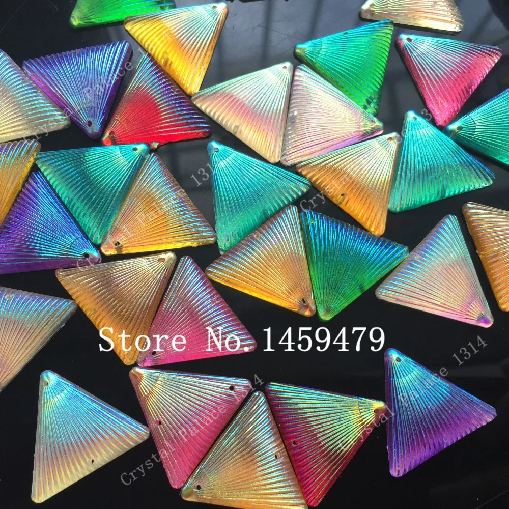 

Random 10PCS Rhinestones Trigon 24mm Resin Mixed Color Sew DIY Handwork For Garments Shoes Bags Hats Toy Jewelry Accessories
