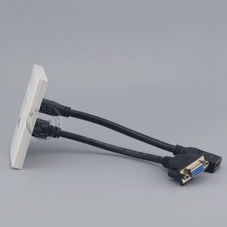 Настенная Лицевая панель 86*86 мм VGA розетка + HDMI со стандартной розеткой