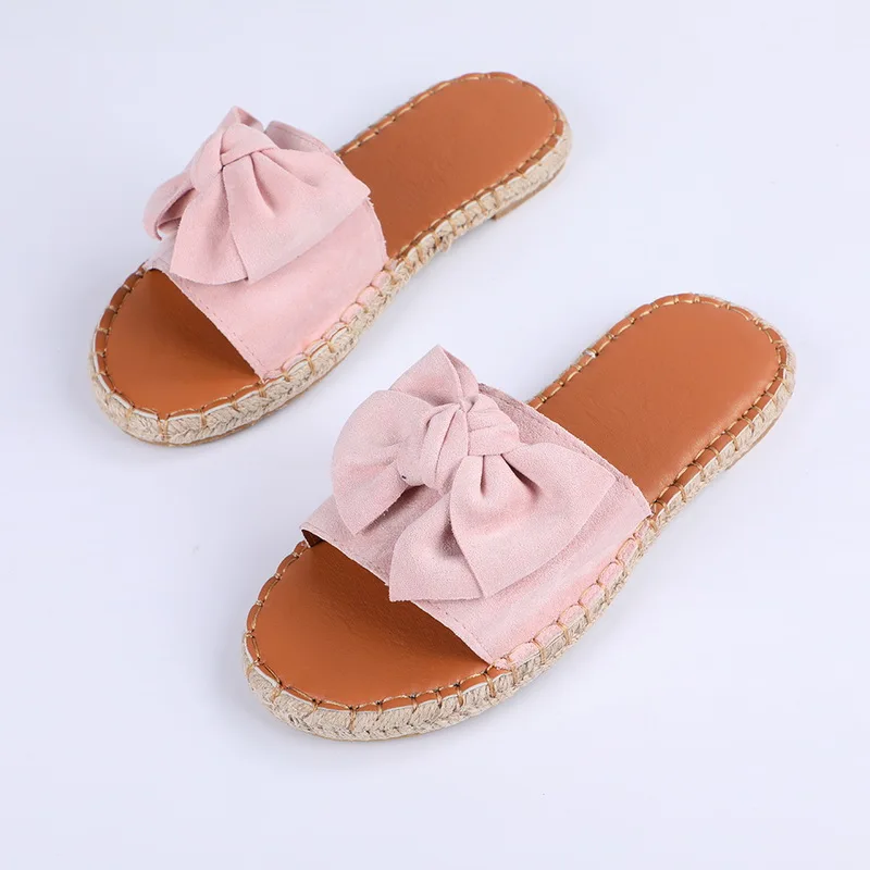 

Women Torridity Bow Torridity Sandals Slipper Indoor Outdoor Linen -flops Beach Shoes Female Fashion Flat Sandals