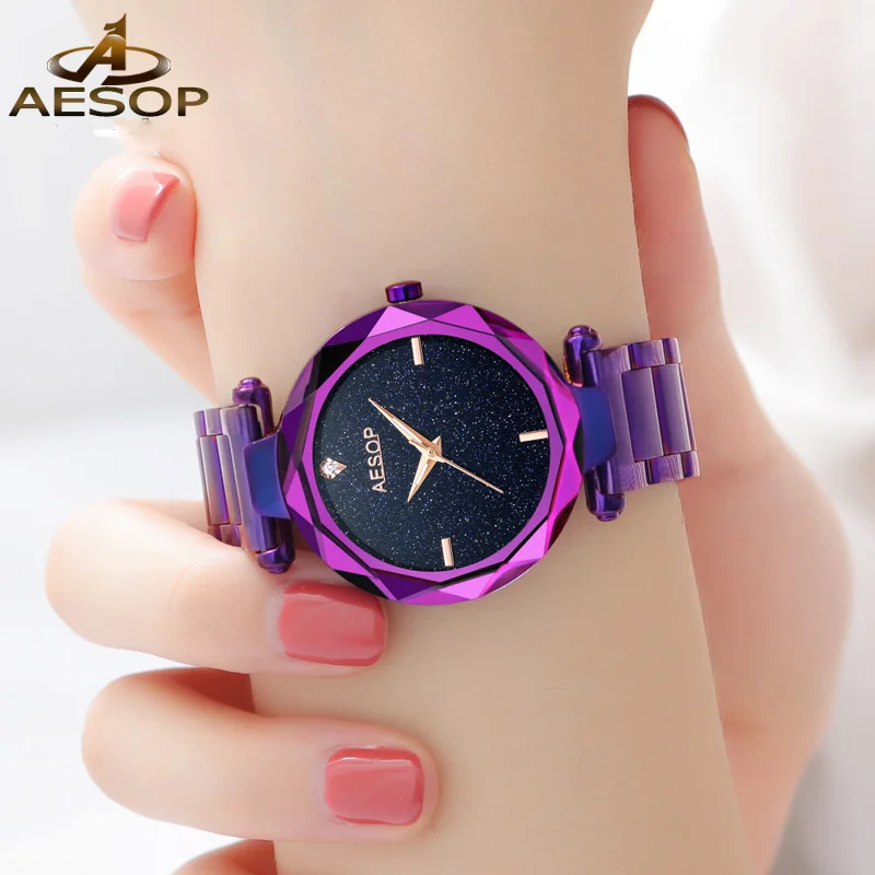 

Luxury AESOP watch women stainless steel waterproof quartz black dial wristwatch relogio feminine