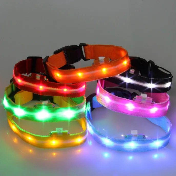 

Pet Supplies LED Pet Dog Cat Collar,Night Safety Flashing Glow In The Dark Dog Leash,Dogs Fluorescent Adjustable Collar S,M,L,XL