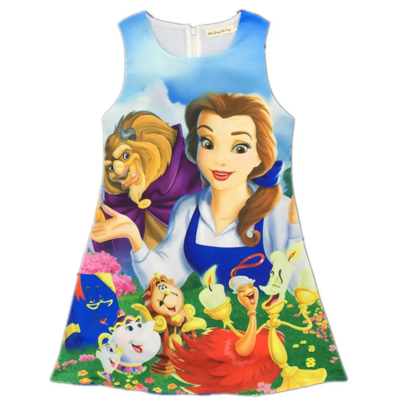 

Girl Dress Beauty and The Beast Princess Dress Vestidos Children Dress Print Party Dress Kids Costume Clothes Princess Clothing
