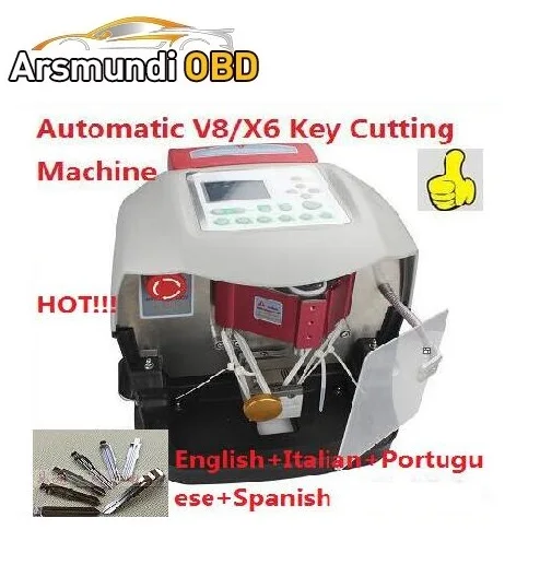 

Newest English+Italian+Portuguese+Spanish V8 X6 Automatic Key Cutting Machine X6V8 Auto Key Programmer slica key cuttingmachine