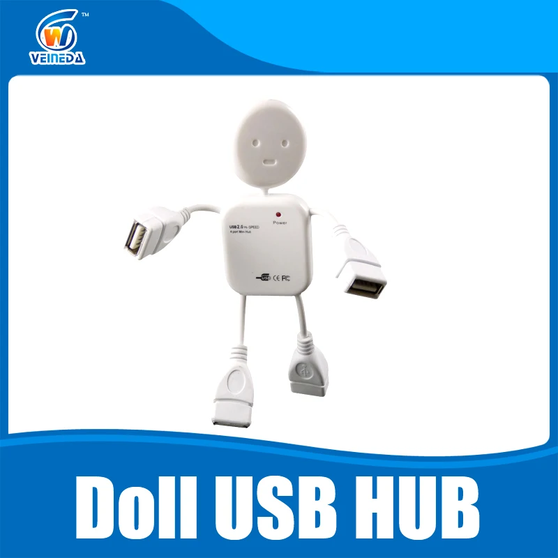 

USB 2.0 Hub 4 Ports Portable Doll USB Hub 480 Mbps Mini High Speed Hub USB Splitter Adapter For PC Laptop