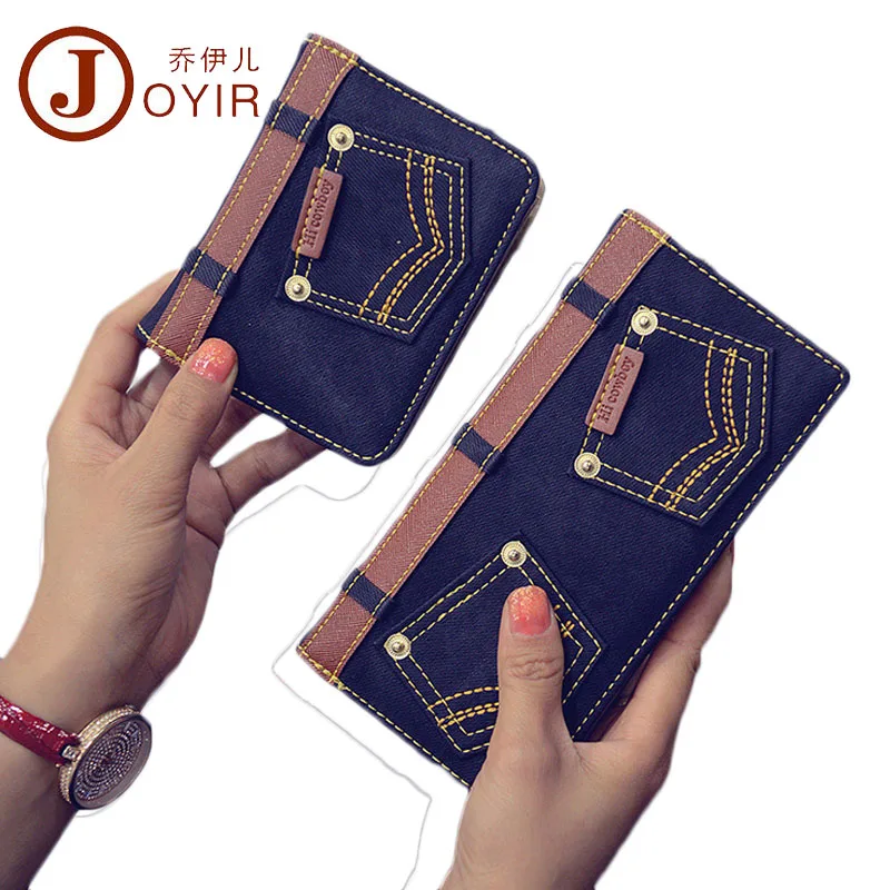 

JOYIR Fashion Kawaii Jeans Shape Women's Wallets Long Blue Coin Pocket Lady Leather Wallet Cute Fresh Zipper Money Bags carteira