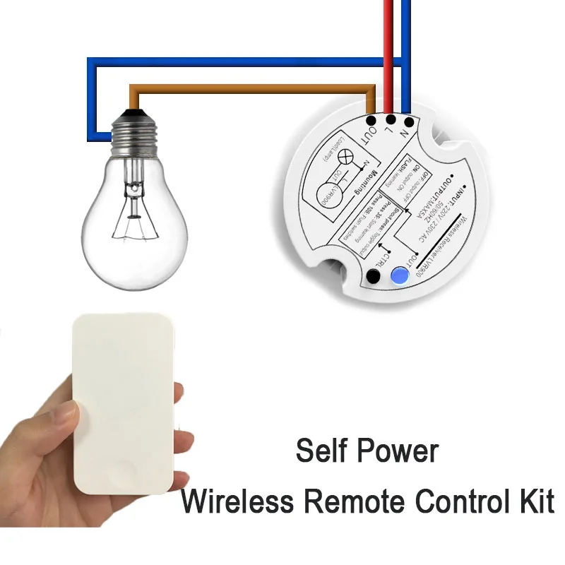 

QIACHIP 433Mhz Universal Wireless Remote Control Switch AC 110V 220V 1CH Relay Receiver Module & Unlimited battery transmitter