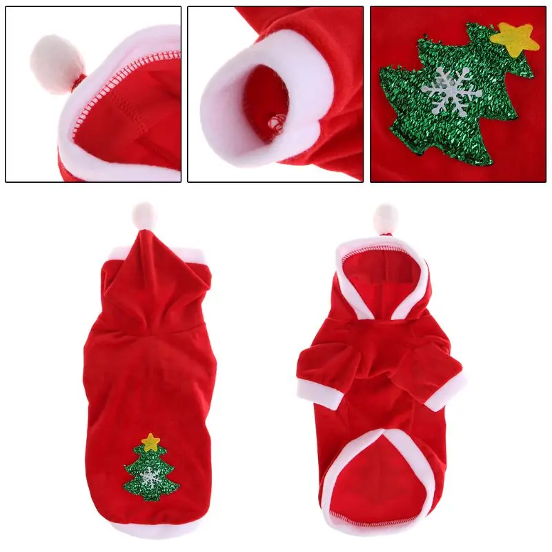 Pet Пальто Рождественская елка костюм с украшениями Red Hat Одежда год Собака Щенок XS-XL
