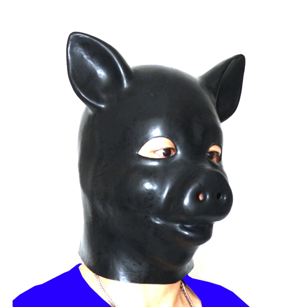 Buy Online Latex rubber fetish animal mask with back zipper piggy