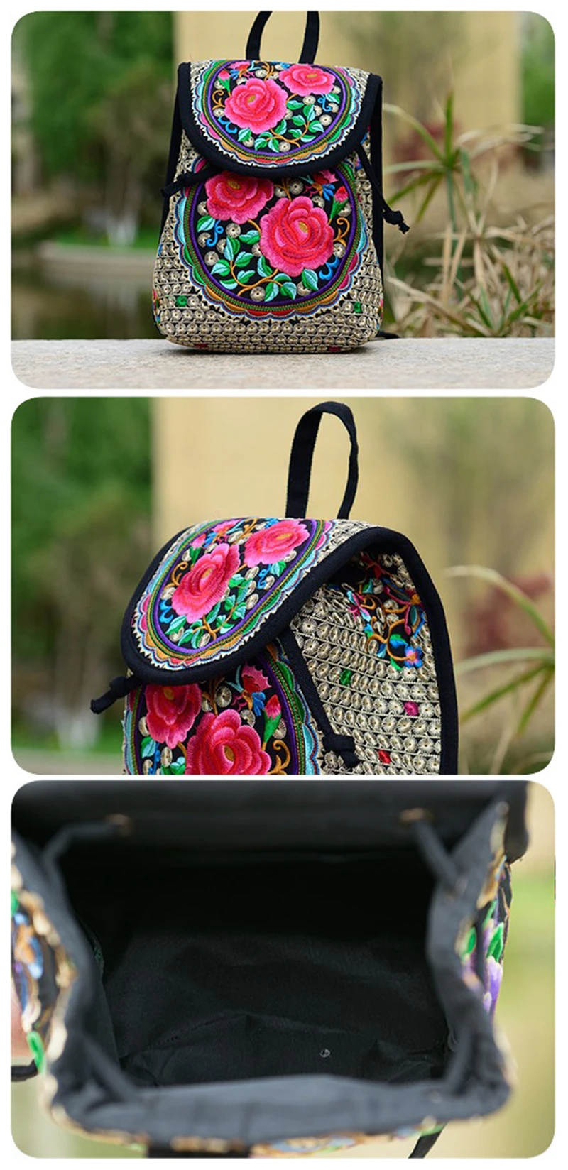 Винтажная Женская этническая парусиновая сумка на плечо с вышивкой, маленькие рюкзаки для девочек-подростков, Mochilas Escolares Femininas