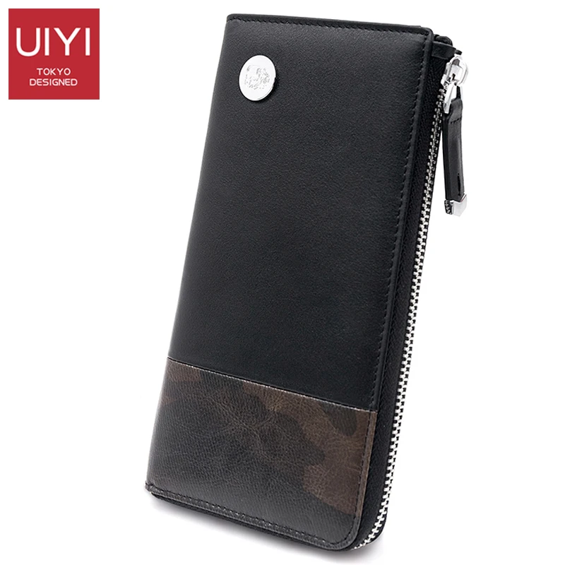 

Camouflage Genuine Leather Wallet Fashion Zipper Men long Wallet simple Soild Men Wallets With Coin Pocket Purses Male Wallets