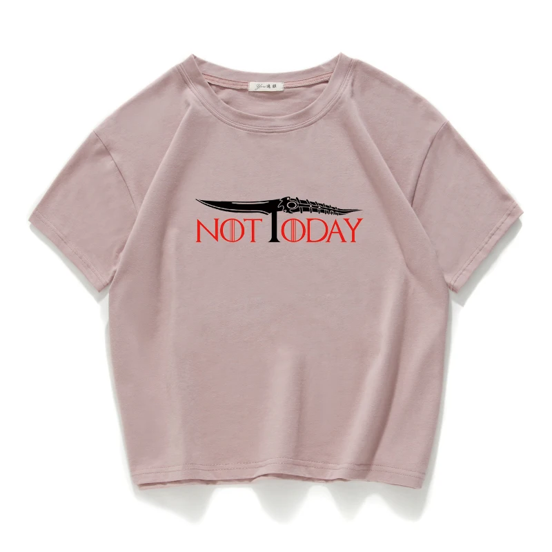 Женские футболки с надписью «NOT TODAY» и надписью «Arya Stark», повседневная короткая футболка из хлопка, летний укороченный топ