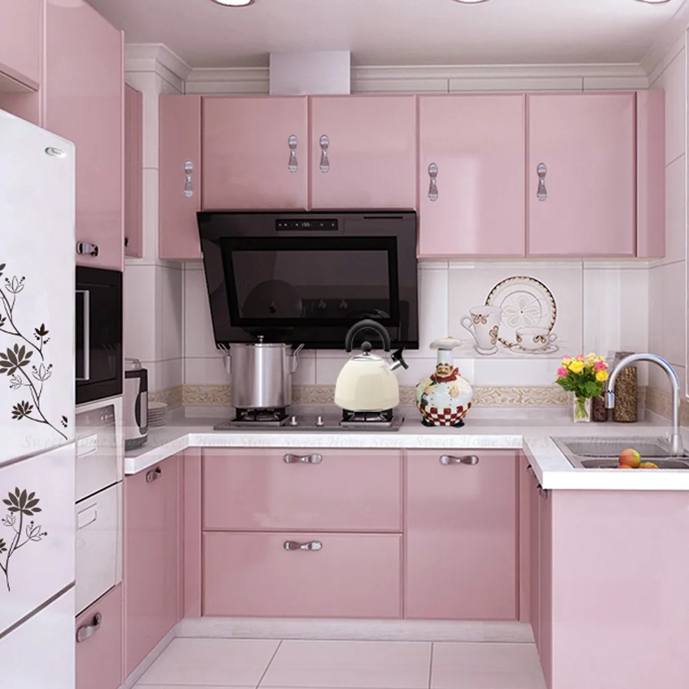 Rayuan 60x500cm Pink Gloss Shining Wallpaper Self Adhesive Wall Sticker Shelf Liner Wall Stickers Mural Kitchen Decor Wall Stickers Aliexpress