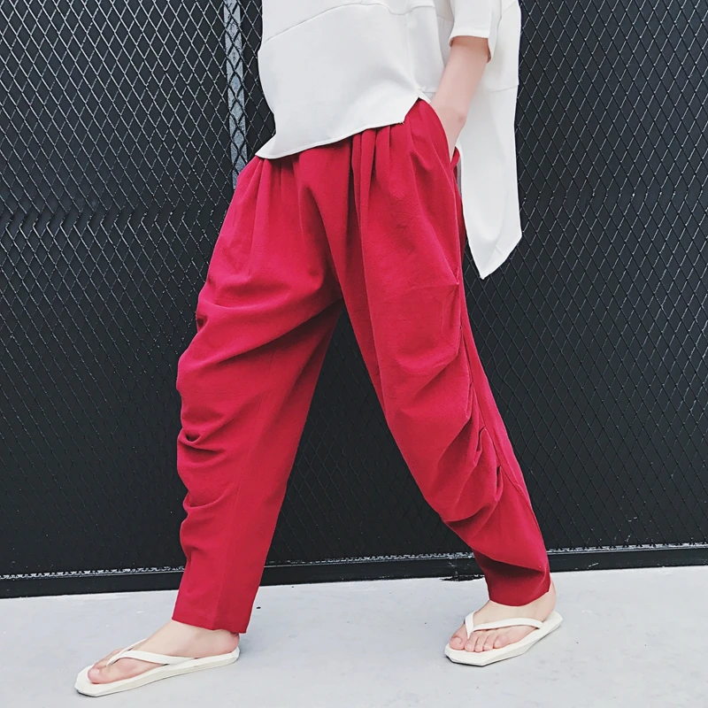 Nepal Style Men's Pleated Loose Harem Pant Fashion Linen