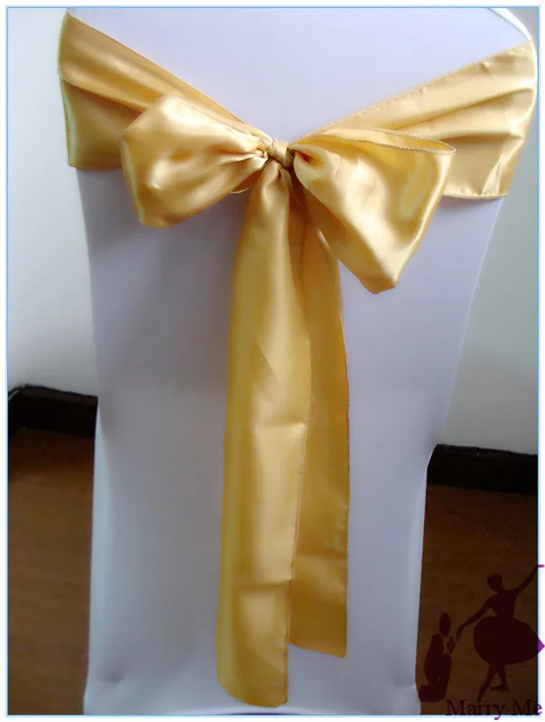 150PCS Satin Chair Cover Sash Bow Wedding Party in Gold Colors