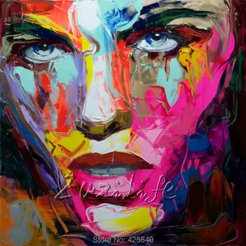 

Palette knife painting portrait Palette knife Face Oil painting Impasto figure on canvas Hand painted Francoise Nielly 14-16
