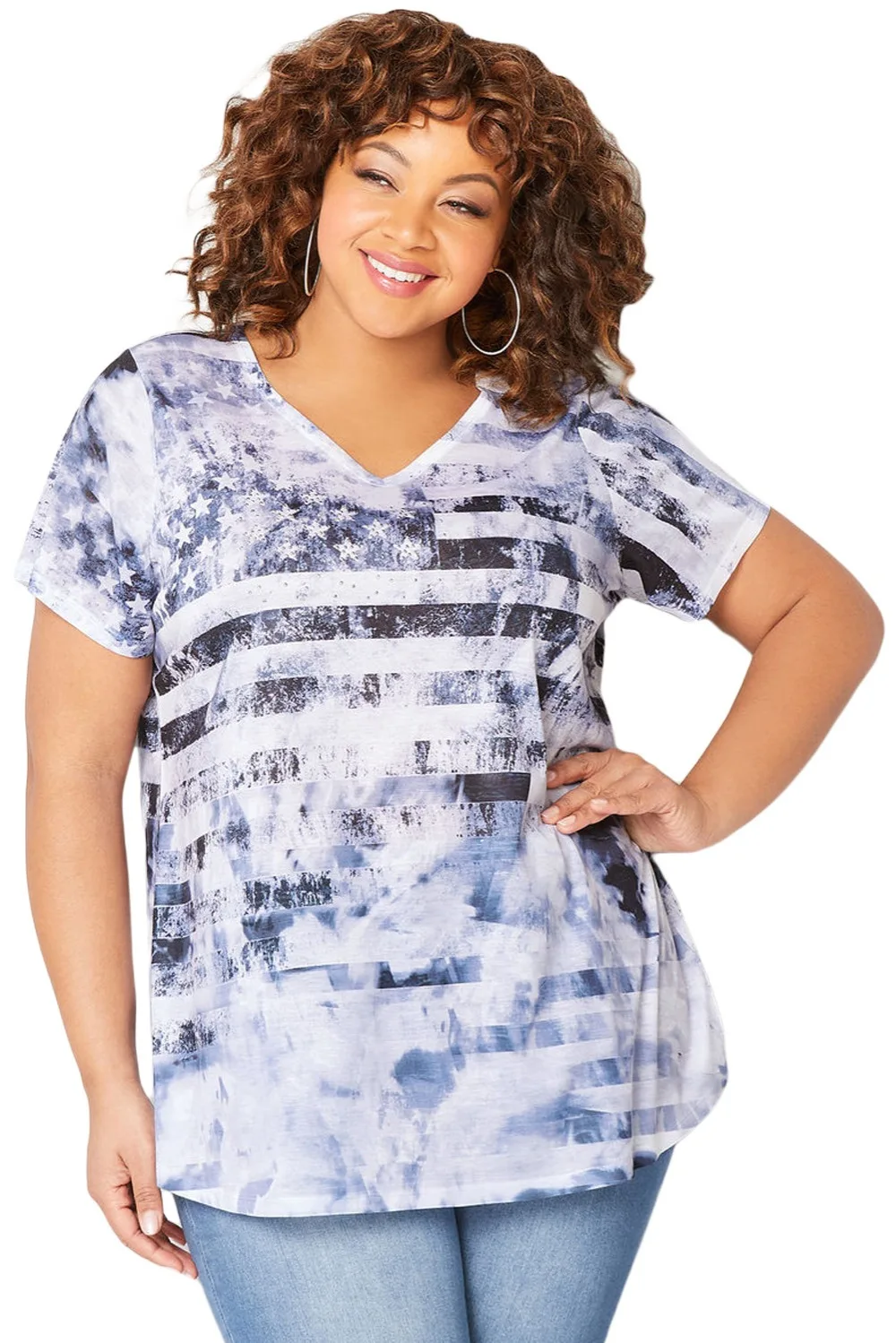 Light-Blue-American-Dream-Tie-Dye-Plus-Size-Tee-LC251077-4-1