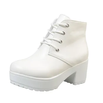 

New Autumn Winter Women Boots High Quality Solid Lace-up European Lady Shoes Oxford Leather Fashion Short Boots