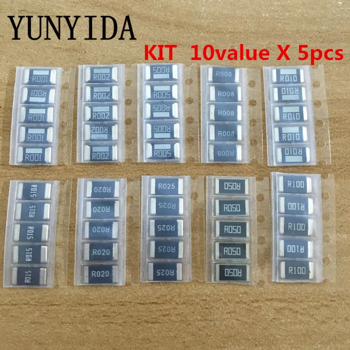 Сопротивление сплава 50 шт. 2512 2 Вт R001 R002 R003 R004 R005 R006 R008 R010 R012 R015 R020 R025 R030 R050 1% чип