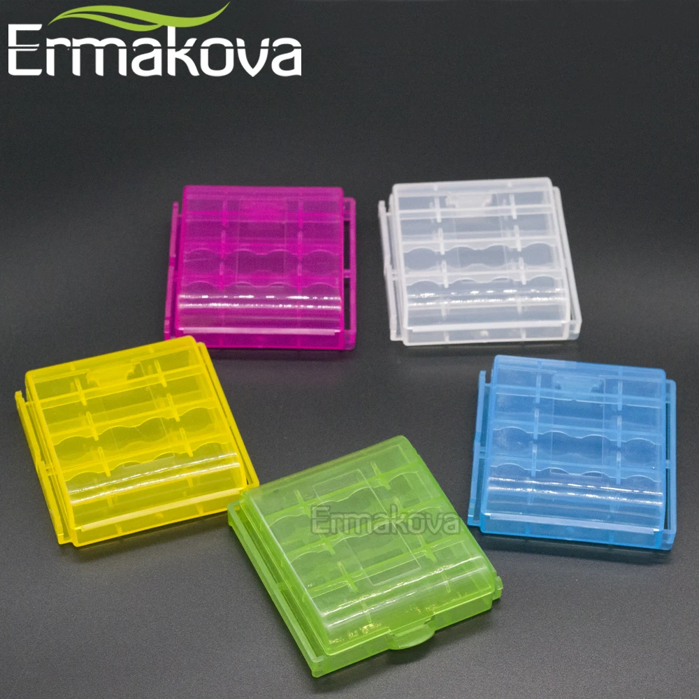 ERMAKOVA 5 قطعة/الوحدة واضح AA AAA بطارية المنظم حالة البطارية حامل التخزين حاوية علب (مشبك ربط مع صناديق أخرى)