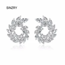 SINZRY, новые ювелирные изделия, прозрачный белый кубический цирконий, камень, трендовые листья, tud, серьги, OL, блестящие серьги, булавка для женщин