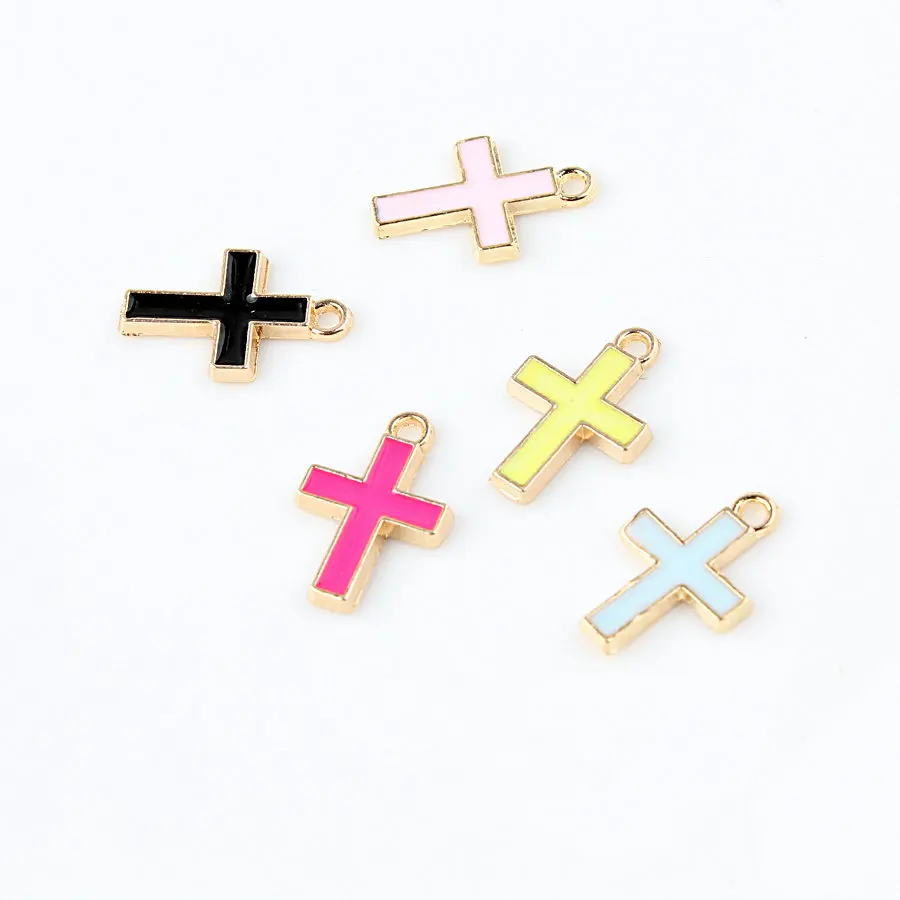 

10pcs 16*11MM DIY alloy cross bracelet pendant enamel cross charms Korea accessories KC gold jewelry making boutique trinket