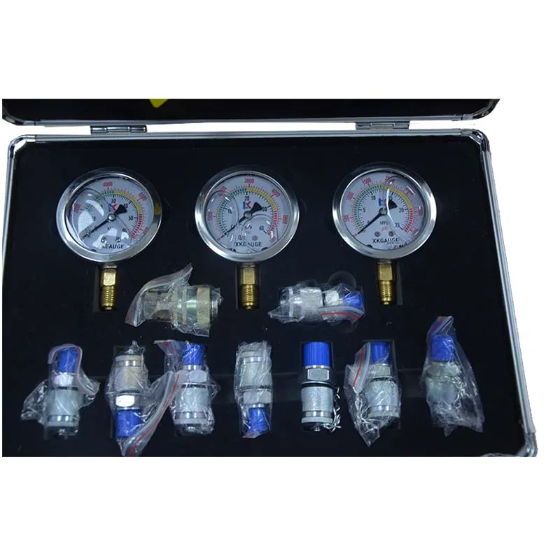 Excavator Hydraulic Pressure Gauge, Hydraulic Tester Kit Pressure Diagnostic Tool, 2 year warranty tool box three gauges