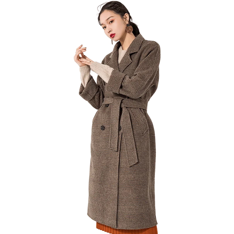

Wool Jacket Autumn Winter Coat Women Clothes 2018 Korean Elegant Double Side Woolen Coat Vintage Long Coat Casaco Feminino ZT771