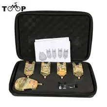 Lixada Беспроводной сигнализатор поклевки 4 штуки/Набор для рыбалки сигнализаторы поклевки+ приемник-1 шт.) для удочки рыболовные сигнал тревоги в комплекте чехол