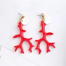 Doreen Box модные круглые золотые серьги-гвоздики красный черный многоцветный коралловый стиль романтичные серьги для женщин аксессуары, 1 пара