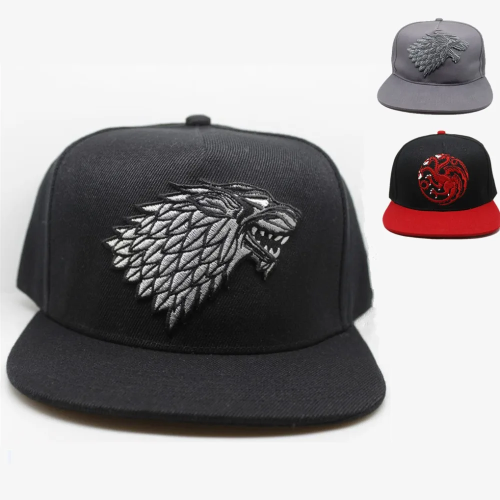 

New Game of Thrones Jon Snow Daenerys Targaryen Cosplay Prop Direwolf Dragon Hat Solid Canvas Hats Kids Adult Caps Baseball Cap