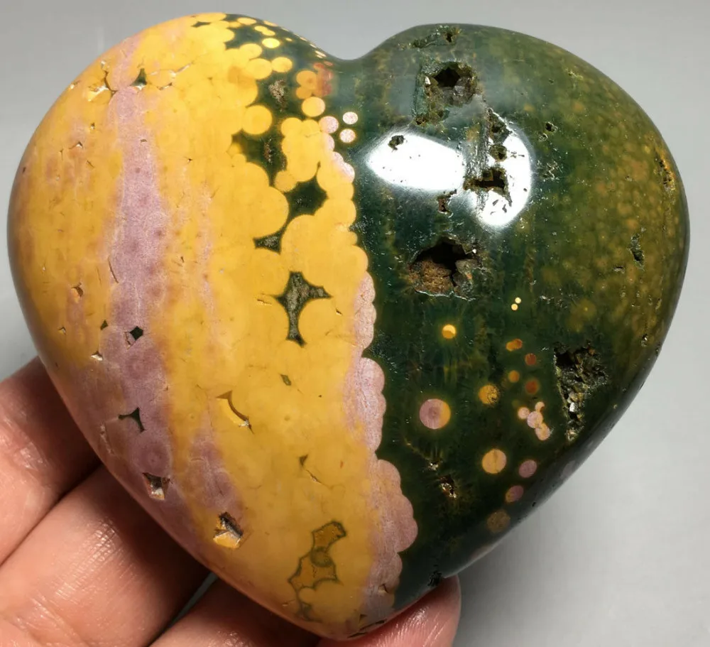 

419g Natural Heart-shaped Ocean Jasper Quartz Crystal Healing healing crystals