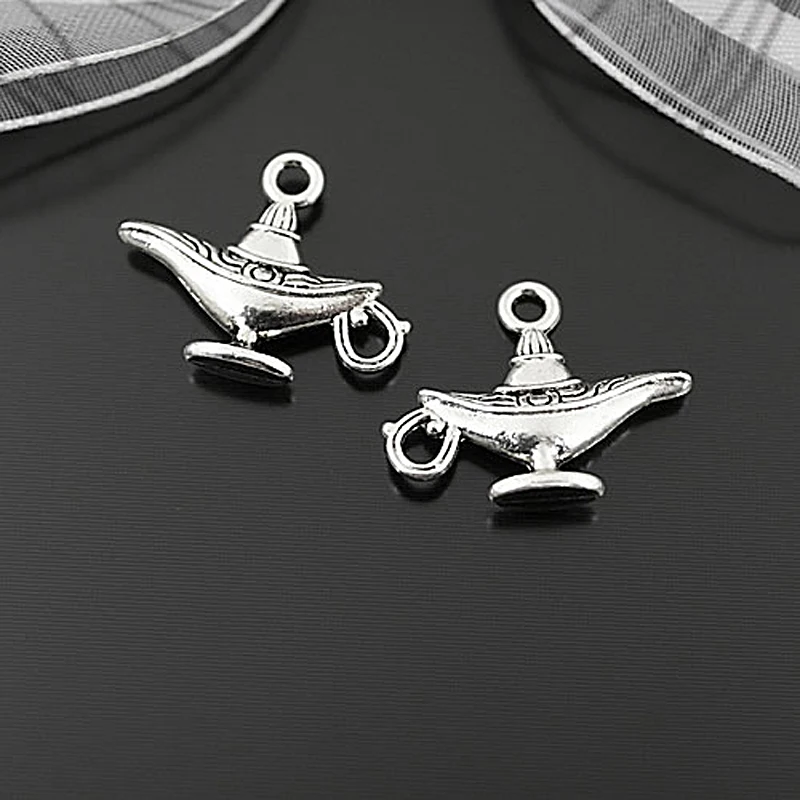 (25169)50PCS 22x18MM Antique Silver Zinc Alloy Aladdin Lamp Charms Pendants Jewelry Findings Accessories
