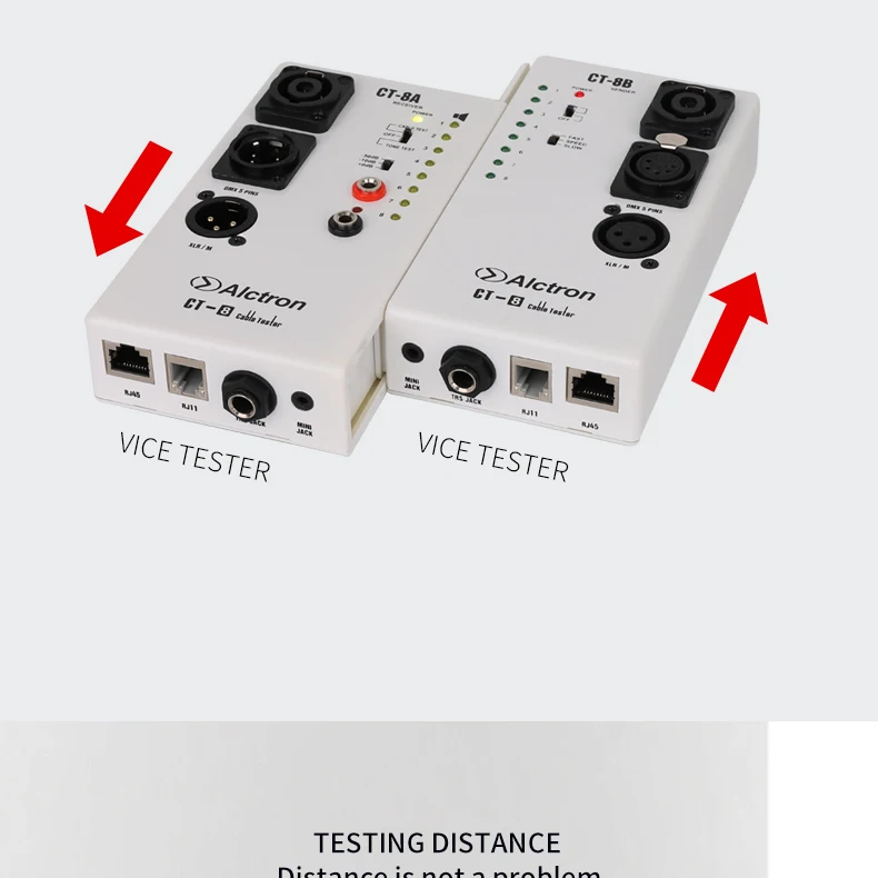 Alctron CT-8 многоцелевой тестер аудио кабеля, тест для разнесенного кабеля, если они в хорошей проводимости или нет