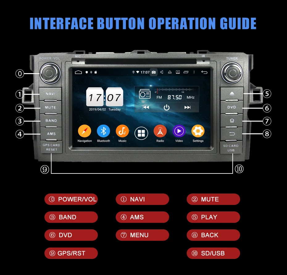 Best KANOR 4+32G Octa Core Android 9.0 2din car radio For Toyota Auris With GPS Navigation DVD Bluetooth SWC Audio Car Multimedia 17