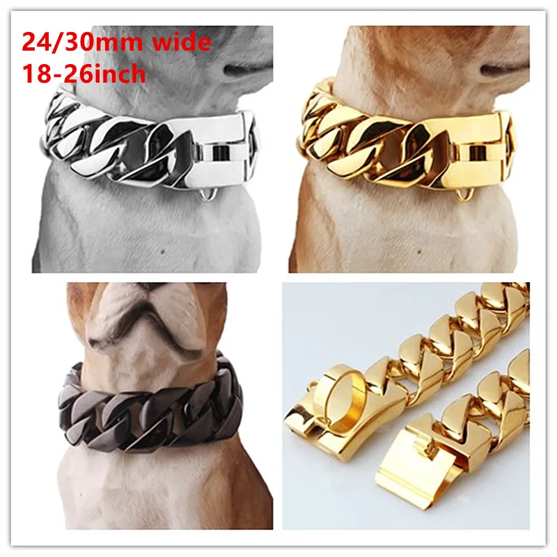 Шейный ошейник Granny Chic из очень грубой нержавеющей стали 316L серебристый золотой