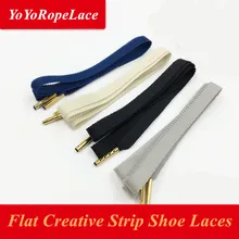 Дизайн плоские шнурки обуви 3" твердые плоские шнурки креативная полосатая обувь шнурки с золотыми металлическими наконечниками